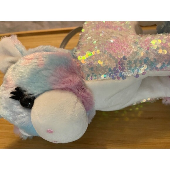 Midwood Brands Unicorn Rainbow Sequin Stuffed Animal Purse  10" - Picture 3 of 9